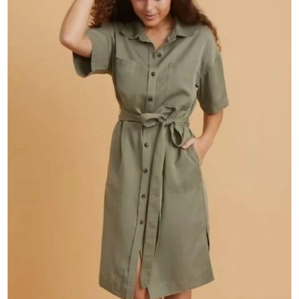 NWT Marine Layer Renata Shirt Dress Size XL Olive Green Tencel Pockets Belted